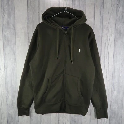 £30 • Buy Ralph Lauren Polo Hoodie Mens Large Full-Zip Sweatshirt Green Khaki Logo
