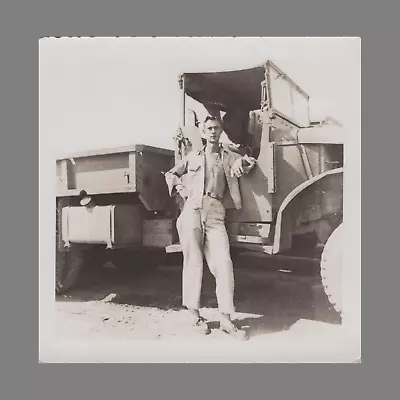 WW2 Photo US Army M54A2 5-ton Cargo Truck Gi Leaning • $15.50