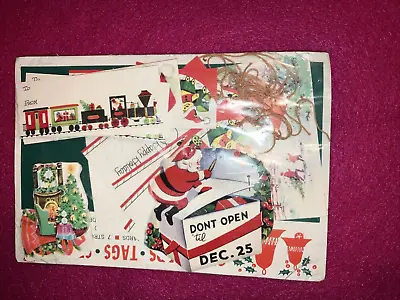VINTAGE CHRISTMAS GIFT CARDS TAGS PAPER SEALS Santa Reindeer Ornaments 1950's • $14.44