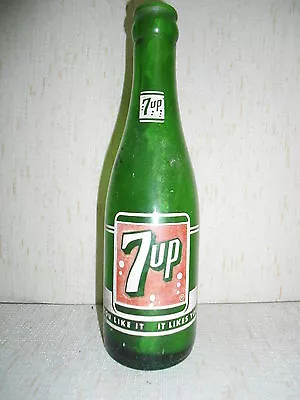 VINTAGE 7 UP 7oz. 8 In. SODA BOTTLE KANSAS CITY MO. 1956 • $5.99