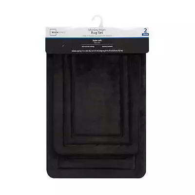 2 Piece Black Memory Foam Bath Rug Set Available In Multiple Colors • $15.78