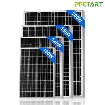 PFCTART 200W 100W Mono Solar Panel Home Boat Off Grid Solar System Backup Power • £84.99