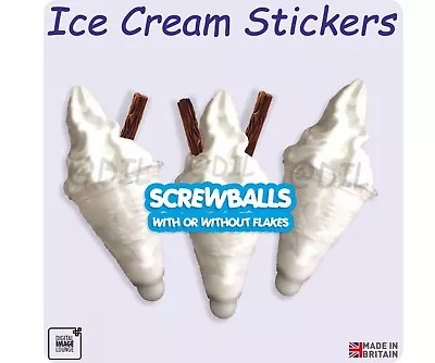 ICE CREAM Stickers - Screwball Ice Cream - Flakes - VAN WINDOW STICKER • £3.99