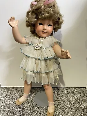 Vintage 1936 Ideal Shirley Temple 25  All Composition Doll W/ Pin • $170