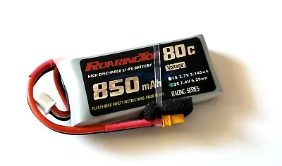 $13.68 • Buy RoaringTop LiPo Battery Pack 80C 850mAh 2S 7.4V With XT30 Plug