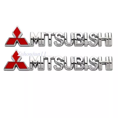 2X Chrome For Mitsubishi Red Logo Evo Lancer Fender Car Emblem Badge Stickers • $14.93