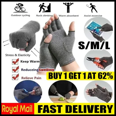 Compression Gloves Anti Arthritis Fingerless Pain Relief Joint Support With Grip • £3.60