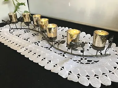 Seraphic Iron Decorations Candle Holder With 7 Mercury Glass Cups • $40
