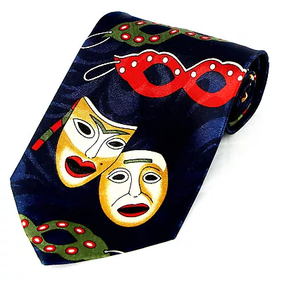 Comedy & Tragedy Masks Men's Necktie Drama Theatre Mardi Gras Blue Neck Tie  • $14.90