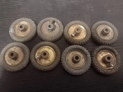 Meccano  8 Brass/Grey 1 Inch Pulleys/Tyres No 22/142c • £3.95