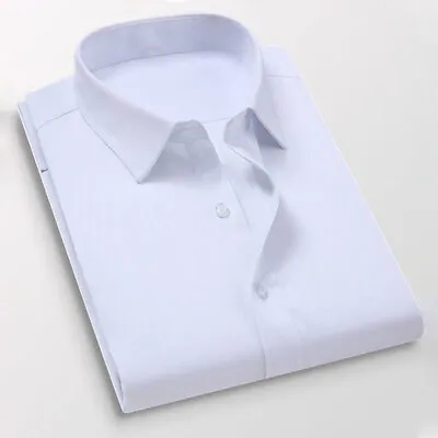 Men Business Shirt Plus Size Dress Shirts Tunic Long Sleeve Casual Blouse Tops • £13.18