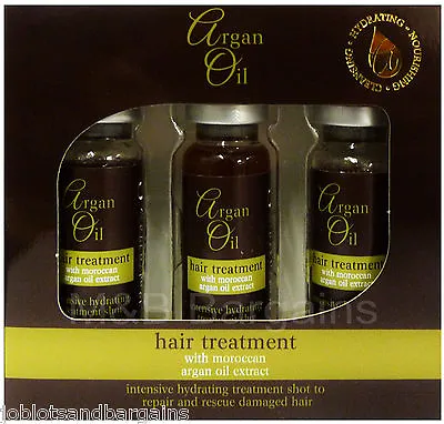 XHC Moroccan Argan Oil Extract Hair Treatment Shots (3 X 12ml) Intensive Repair • £4.99