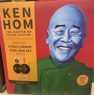 £26 • Buy Ken Hom 5 Piece Carbon Steel Wok Set 31cm Non Stick Classic