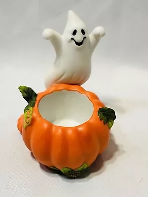 Partylite Halloween Candle Holder Single Votive 5” Ghost Pumpkin Halloween Dec • $9.41