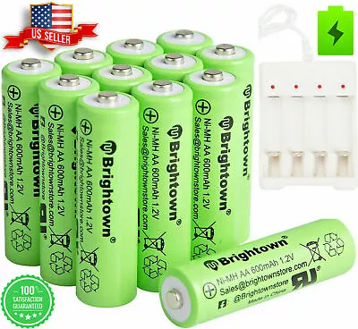 3/12/24Pc AA Rechargeable Batteries NiMH Long Lasting 700mAh &AA Battery Charger • $8.99