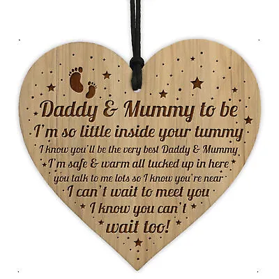 Daddy And Mummy To Be Gifts Engraved Heart From Bump Baby Gift Mummy Daddy • £4.99