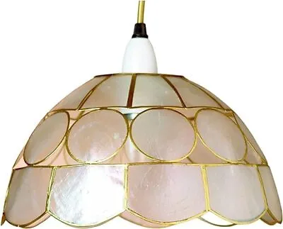 Capiz Shell Ceiling Lampshade Metal Wire Vintage Effect Pendant Light Shade 25cm • £18.98