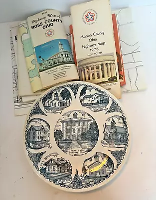 Sunbury Ohio  Collector Plate   & Maps Delaware OH Marion Ross VINTAGE • $6