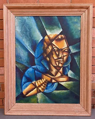 Framed Vintage 60s Cubist Bust Oil Painting Mid Century Modern Art Wal Hanging • $495