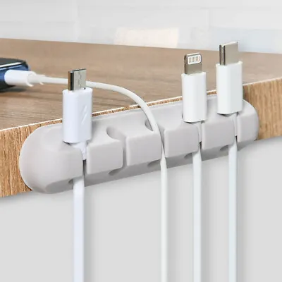 Cable Wire Cord Lead Drop Clips USB Charger Holder Desk Tidy Organizer Holder • £3.49