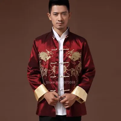 Men's Clothing 2023 Embroidered Dragon Traditional Chinese Shirt Jacket Hot • £57.12