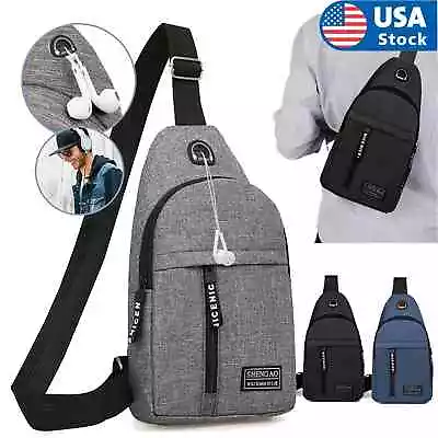 Mens Sling Bag Cross Body Chest Shoulder Bag Sports Travel Backpack Color Gray • $14.95