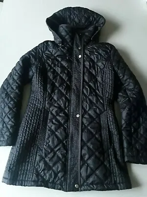 Marc New York By Andrew Marc Quilted Puffer Hooded Jacket Coat Small Black  • $39.60