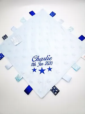 Personalised Baby Soft Dimple 3 STARS  Comforter Taggy Taggie Tag  Blanket  • £6.99