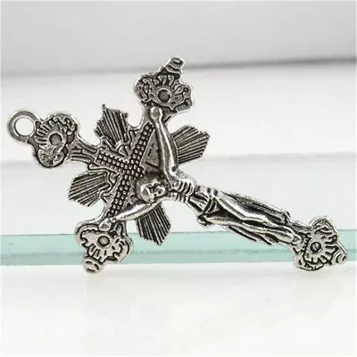 Large INRI CROSS JESUS CRUCIFIX Pendant SILVER 20  925 Necklace Men Female Man • $14.88