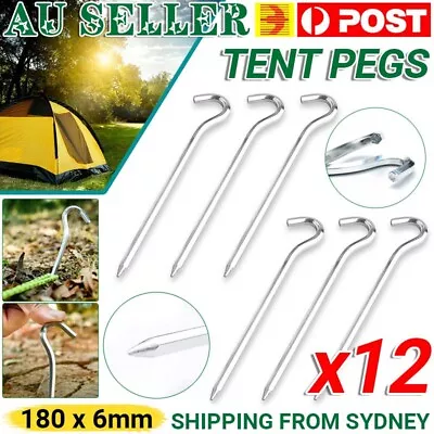 $9.95 • Buy 12Pcs Tent Pegs Heavy Duty Aluminum Alloy Ground Camping Stakes Outdoor Nail AU