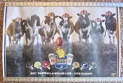 Vtg MILLER LITE Beer NFL Cheese League Poster Green Bay PACKERS Vikings 30 X 20  • $7.95