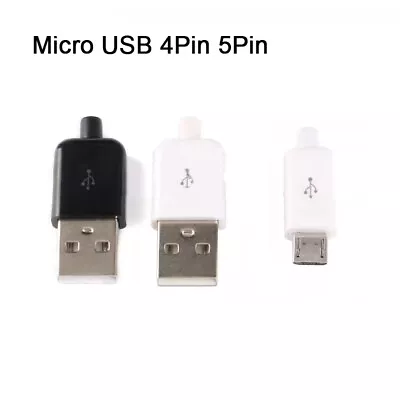 Micro/USB 2.0 Type A Plug 4/5Pin Male Adapter Solder Connector White/Black Cover • $3.13