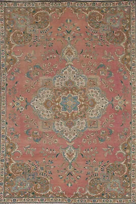 Vintage Pink Tebriz Floral Traditional Area Rug 5x8 Hand-knotted Wool Carpet • $599