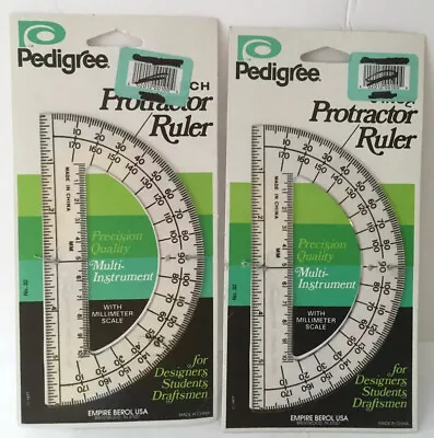 2 Vintage Pedigree Protractor Ruler 6  Inch 1977 Lot Of 2 New Made USA • $15.80