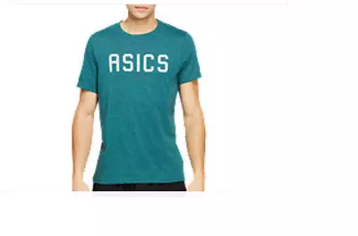 Asics 2031b521.300 Sport Logo Tee Gym Crew T-shirt Xl Mens Everglade Heather • £14.99