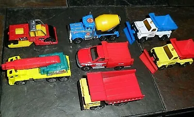 7 Lot Matchbox Construction Hero City Rescue Crane Dump Truck Cement Mixer Mint • $28