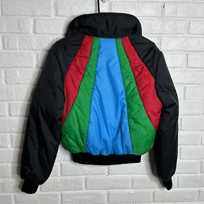 Vintage Snow Ski Jacket 70s 80s Outerwear Puffer Colorful Rainbow Size Medium • $75