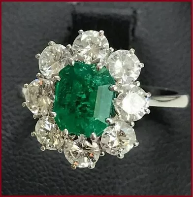 2CT Green Asscher Lab-Created Diamond Vintage Art Deco Flower Ring White Gold FN • $146.34