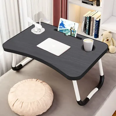 Folding Laptop Table Bed Tray Sofa Lap Portable Computer Desk Stand With Drawer • £14.94