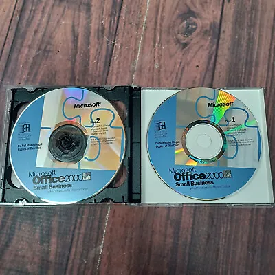 Microsoft Office 2000 Small Business Discs 1 & 2 Software CD-Rom ~TESTED~ Vtg • $14.99