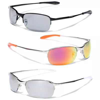 X-Loop Black Silver Gray Metal Frame Sport Sunglasses Neutral And Mirror Lens • $8.95