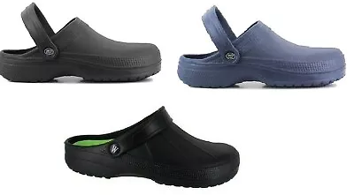 New Mens Garden Work Kitchen Hospital Gents Beach Mules Slip On Clogs Shoes Size • £9.99