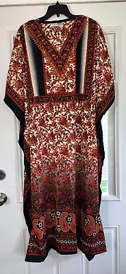 SALE NEW SANTE MUMU 2X 3X  KAFTAN CAFTAN HOUSE DRESS  RED RUST WHITE Black • $10.49