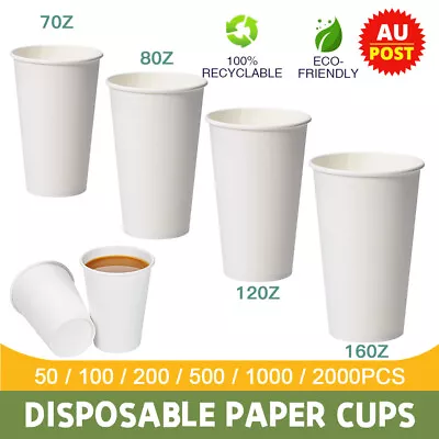 BULK Disposable Coffee Cups Without Lids Healthy Paper Takeaway 8OZ/12OZ/16OZ • $23.99