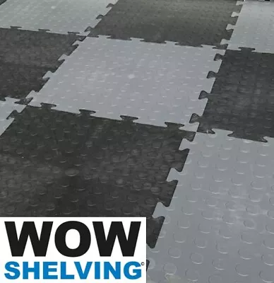 Black Grey Interlocking Garage Flooring Tiles Heavy Duty 12mm Thick Workshop Pvc • £4.74