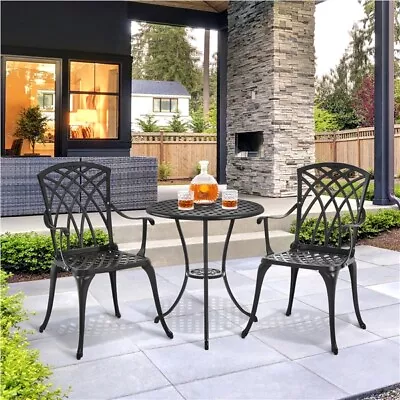 3-Piece Patio Bistro Set Outdoor Cast Aluminum Bistro Table And Chairs Set Of 2 • $152.99