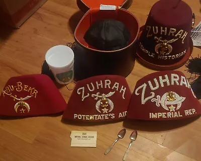 Vintage Masonic ZUHRAH Fez Hat Lot Masonic Freemason Freemasonry Shriners • $180