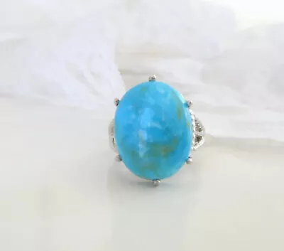 Vintage Sterling Silver 925 Arizona Natural Turquoise Artisan Ring Size 5 • $55