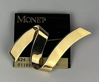 Monet Gold Tone Brooch Pin Ribbon Design New!! • $10