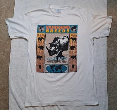 Vintage Vanishing Breeds White Rhino Extinction Shirt 90s Single Stitch • $24.99
